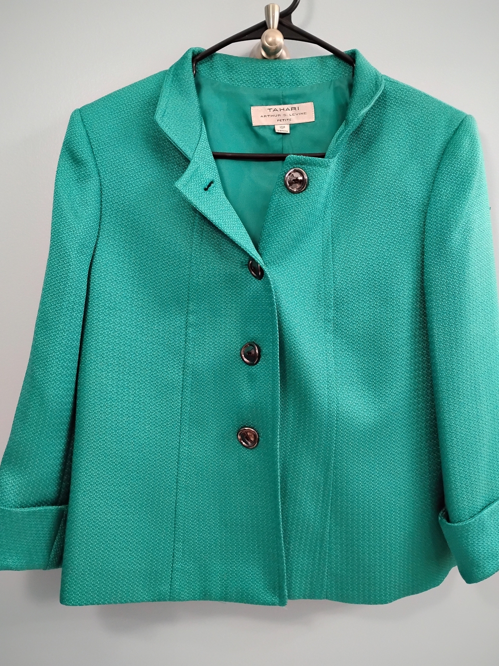 Tahari Teal Green Textured Blazer Size 10P